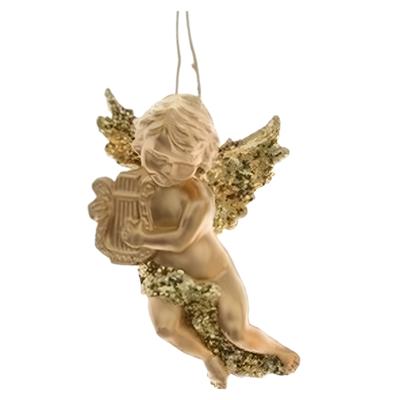 Decoris engel met harp - goud - kunststof - 10 x 6 cm - kerstversiering - hangdecoratie Decoris engel met harp - goud - kunststof - 10 x 6 cm - kerstversiering - hangdecoratie