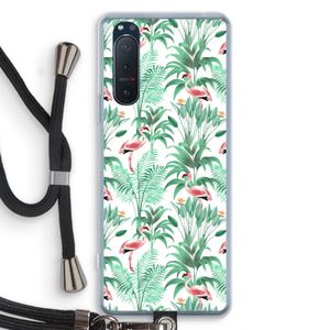 Flamingo bladeren: Sony Xperia 5 II Transparant Hoesje met koord