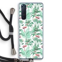 Flamingo bladeren: Sony Xperia 5 II Transparant Hoesje met koord