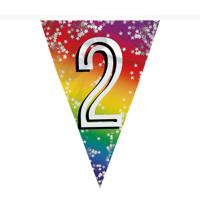 Boland Vlaggenlijn 2 jaar - 6 meter - glitter folie - slinger - 2e verjaardag versiering