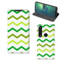 Motorola G8 Plus | Hoesje met Magneet | Zigzag Groen