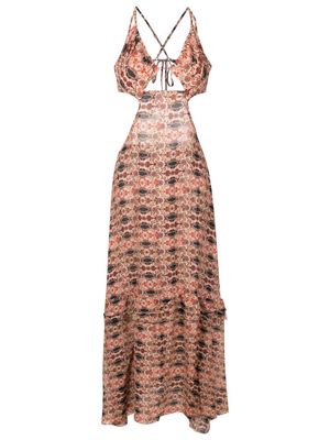 Amir Slama robe fleurie à découpes - Multicolore