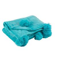 J-Line Plaid Pompom Azuur Blauw - thumbnail