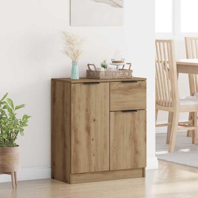 Dressoir artisanaal eikenkleurig 60 x 30 x 70 cm Bewerkt hout