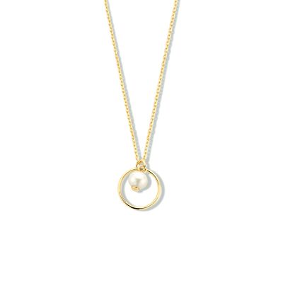 Ketting Open Rondje geelgoud-parel 41-43-45 cm