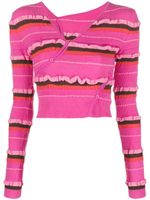 Jacquemus cardigan crop à rayures - Rose - thumbnail