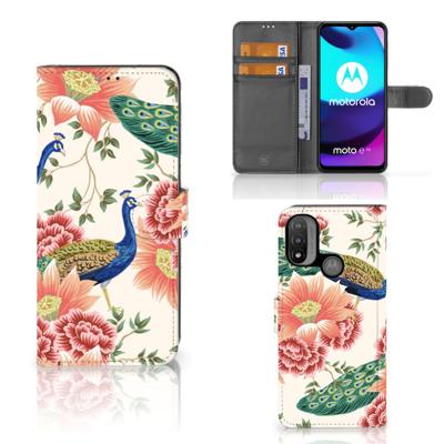 Telefoonhoesje | Met pasjeshouder | voor Motorola Moto E20 | E30 | E40 Pink Peacock