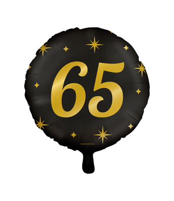 Classy Folieballon 65 Jaar Zwart/Goud (46cm)