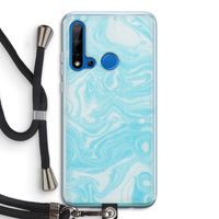 Waterverf blauw: Huawei P20 Lite (2019) Transparant Hoesje met koord