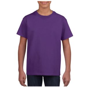 Paars basic t-shirt met ronde hals voor kinderen / unisex van katoen