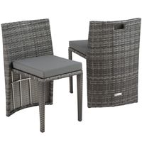 tectake wicker tuinset Bistroset - Hamburg - diverse kleuren - grijs – 404210 - thumbnail