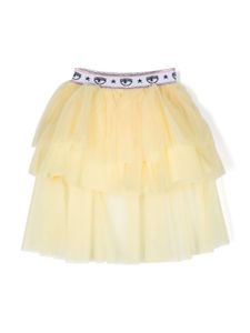 Chiara Ferragni Kids jupe en tulle à volants superposés - Jaune