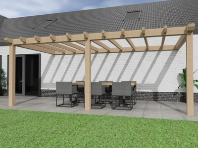 Aanbouw Veranda Douglas 4000mm diep - 150mm balken - fijn bezaagd