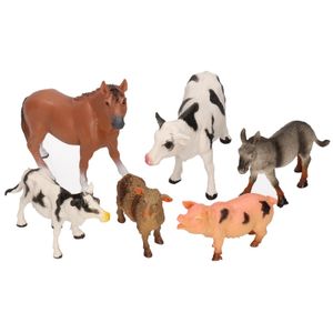 Plastic boerderij speelfiguren dieren 6 stuks   -