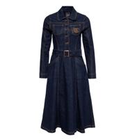 Queen Kerosin Denim Blouse Swing Dress Dark Blue-XS