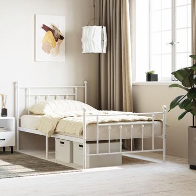 Bedframe met hoofd- en voeteneinde metaal wit 100x200 cm