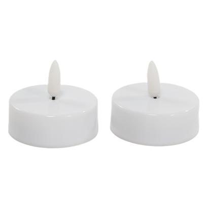 Anna's Collection Jumbo theelichtjes/waxinelichtjes - 2x - wit - D6 x H4,5 cm - 3D vlam - timer Anna's Collection Jumbo theelichtjes/waxinelichtjes - 2x - wit - D6 x H4,5 cm - 3D vlam - timer