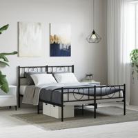 Bedframe met voetbord zonder matras metaal zwart 160x200 cm