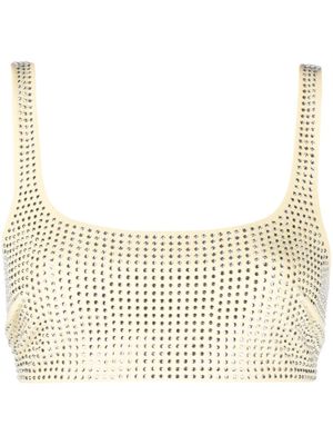Patrizia Pepe haut crop à ornements en cristal - Jaune