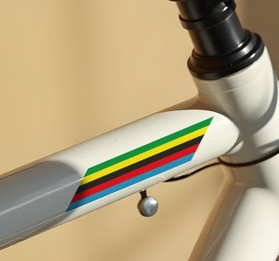 Pijlpunt met wereldkampioenskleuren fiets sticker