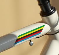 Pijlpunt met wereldkampioenskleuren fiets sticker