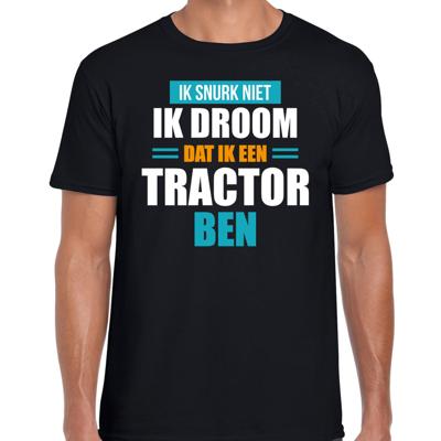 Droom dat ik tractor ben fun tekst pyjama shirt - zwart - voor heren - Grappig slaapshirt
