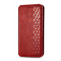 iPhone 15 hoesje - Bookcase - Pasjeshouder - Portemonnee - Diamantpatroon - Kunstleer - Rood - thumbnail
