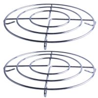 2x Stuks chroom pannenonderzetters rond zilver 20 cm