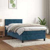 Boxspring met matras fluweel donkerblauw 100x200 cm