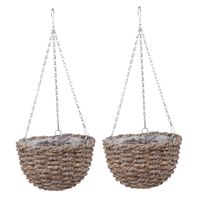 2x stuks rieten hangende rotan manden/bloempotten/plantenpotten 31 cm