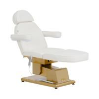 Elektrische behandelstoel - 300 W - 200 x 60 x 60 - 82 cm - 200 kg - wit/goud - verwarmbaar - 3 motoren