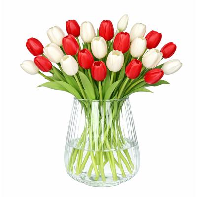 Kunst tulpen boeket mix Bella - 24x stuks - rood / wit - real touch - 40 cm Kunst tulpen boeket mix Bella - 24x stuks - rood / wit - real touch - 40 cm
