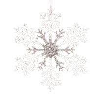 3x Kerstboom decoratie sneeuwvlok 21 cm transparant/zilver - thumbnail