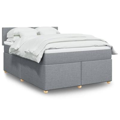 Boxspring met matras stof lichtgrijs 140x190 cm