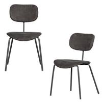 WOOOD Link Eetkamerstoelen - Polyester - Bruin|Grijs - Set van 2 - thumbnail