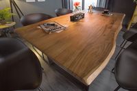 Massief houten eettafel MAMMUT 140 cm wilde acaciaboom rand industrieel design 2,6 cm tafelblad - 43426 - thumbnail