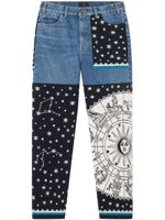 Alanui jean Astrology Wheel à design patchwork - Bleu