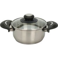 Kookpan klein model met glazen deksel - RVS - 1.4 liter - D16 x H7.5 cm