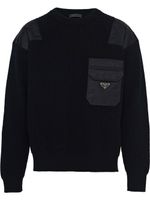 Prada pull Re-Nylon à logo triangle - Noir - thumbnail