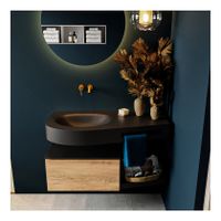 Mondiaz Riva 100cm badmeubel onderkast planchet kleur washed oak met 1 lade wastafel links kleur urban