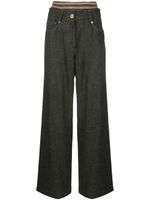 Brunello Cucinelli pantalon palazzo à taille rayée - Gris