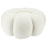 DK Design Bloemen Poef - teddy - creme wit - 65 x 30 cm - rond - woondecoratie