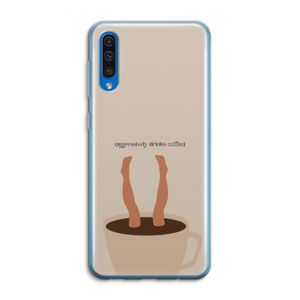 Aggressively drinks coffee: Samsung Galaxy A50 Transparant Hoesje