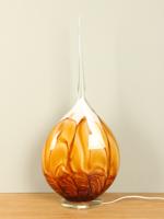 Glaskunst Schemerlamp oker met rechte punt