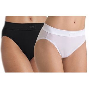 Set van 3x stuks zwarte double comfort Tai Sloggi dames slip, maat: 46