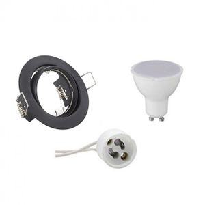 LED Spot Set - Trion - GU10 Fitting - Inbouw Rond - Mat Zwart - 4W - Warm Wit 3000K - Kantelbaar Ø83mm