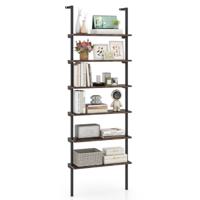 6-Tier Ladder Plank Muur Plank met Metalen Frame Industriële Stijl Open Plank voor Kantoor Woonkamer Slaapkamer Keuken Garderobe