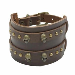 Leren Handgemaakte Armband met Koper (17,5 - 22 cm)