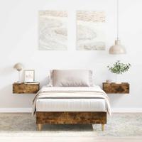 Bedframe zonder matras 100x200 cm spaanplaat gerookt eiken Bedframe zonder matras 100x200 cm spaanplaat gerookt eiken