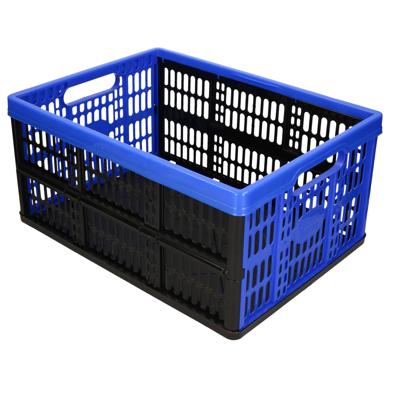Plasticforte Boodschappenkrat - 1x - 32L - 48 x 35 x 24 cm - vouwkrat - zwart/blauw